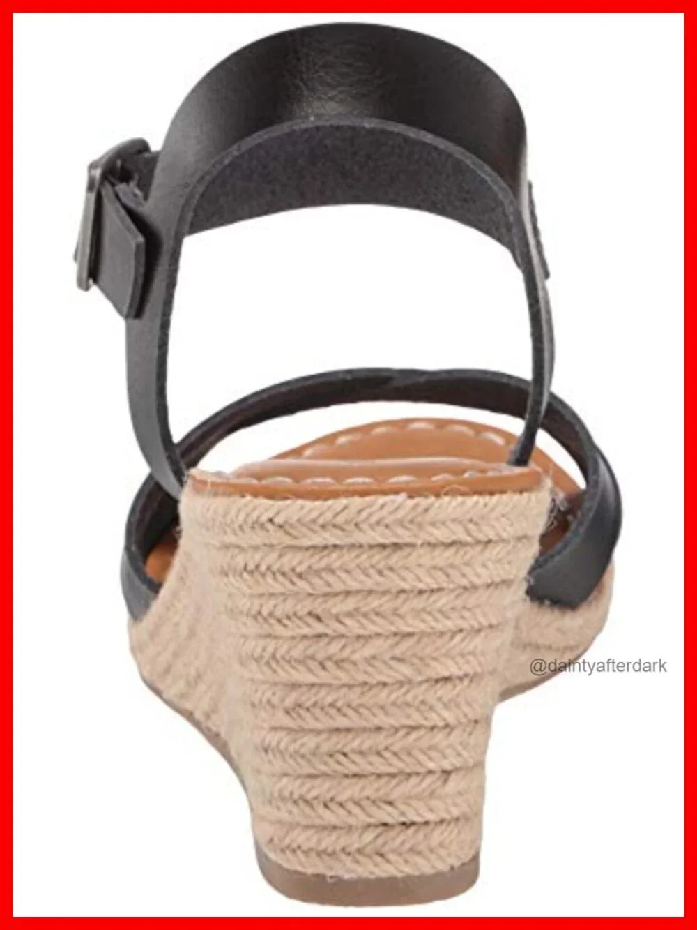 Espadrille Wedge Sandal with Adjustable Buckle & Elastic Strap, Faux Leather